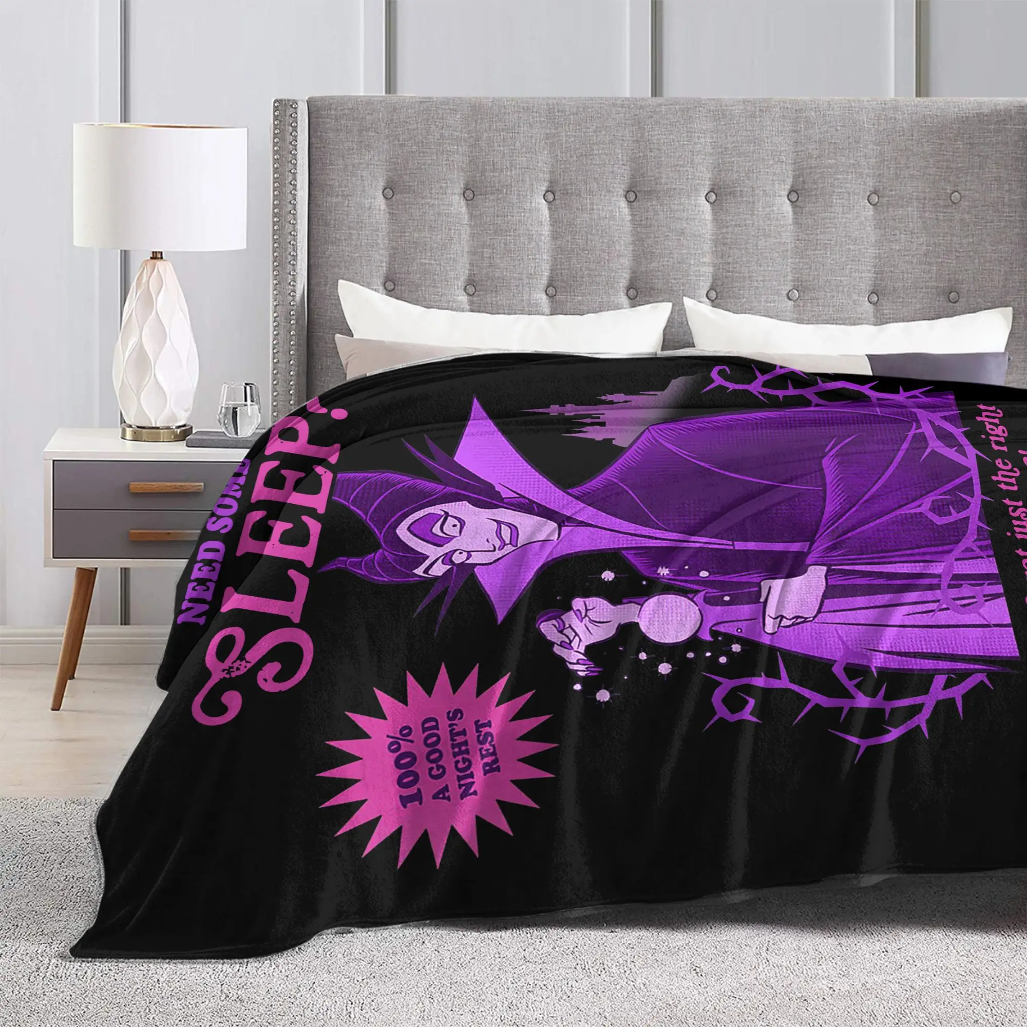 Villains for Hire Maleficent Need Some Sleep Blankets  Wool Funny Warm Throw Blankets for Bedspread Winter Office