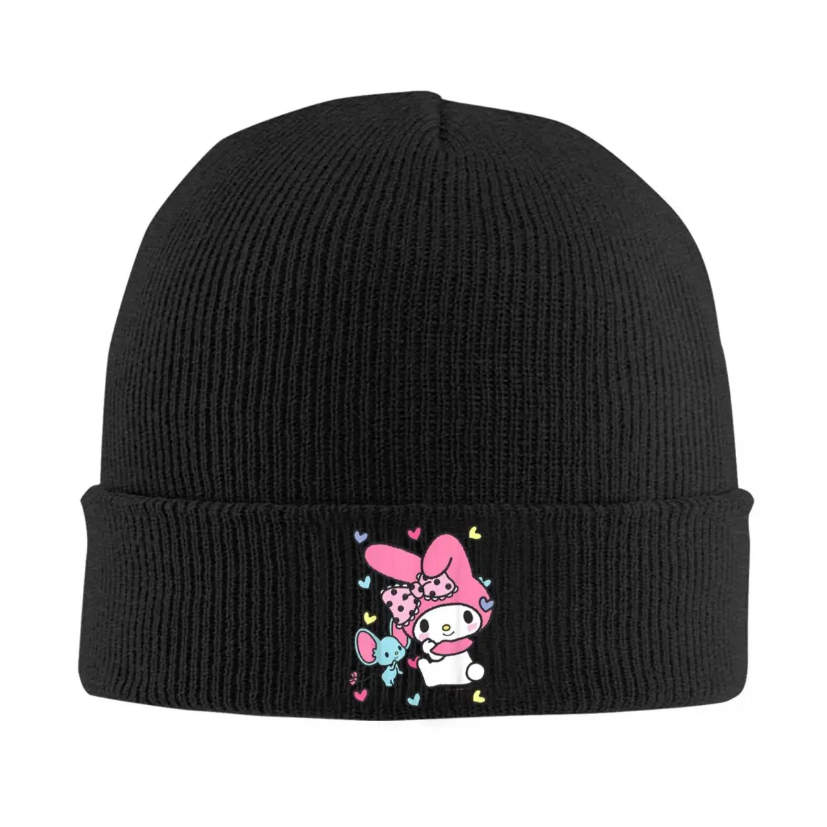 My Melody And Friend topi rajut hati manis untuk pria wanita Beanie topi modis musim gugur musim dingin topi kasual kartun lucu akrilik