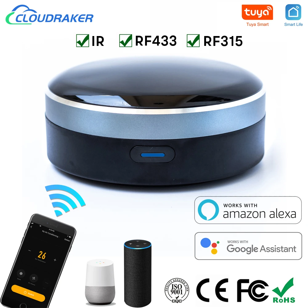 Controle remoto universal rf + ir, controle para smart home e wi-fi, funciona com alexa, assistente da siri, cortina ou rolo