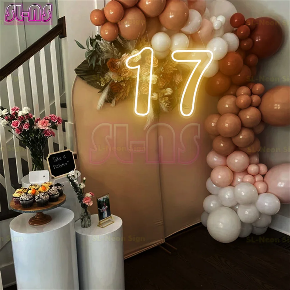 LED Numbers Sign Birthday Acrylic Lights 0 to 9 with Switch for Birthday Party Wedding Party Business Wall Decor Neon Number 1