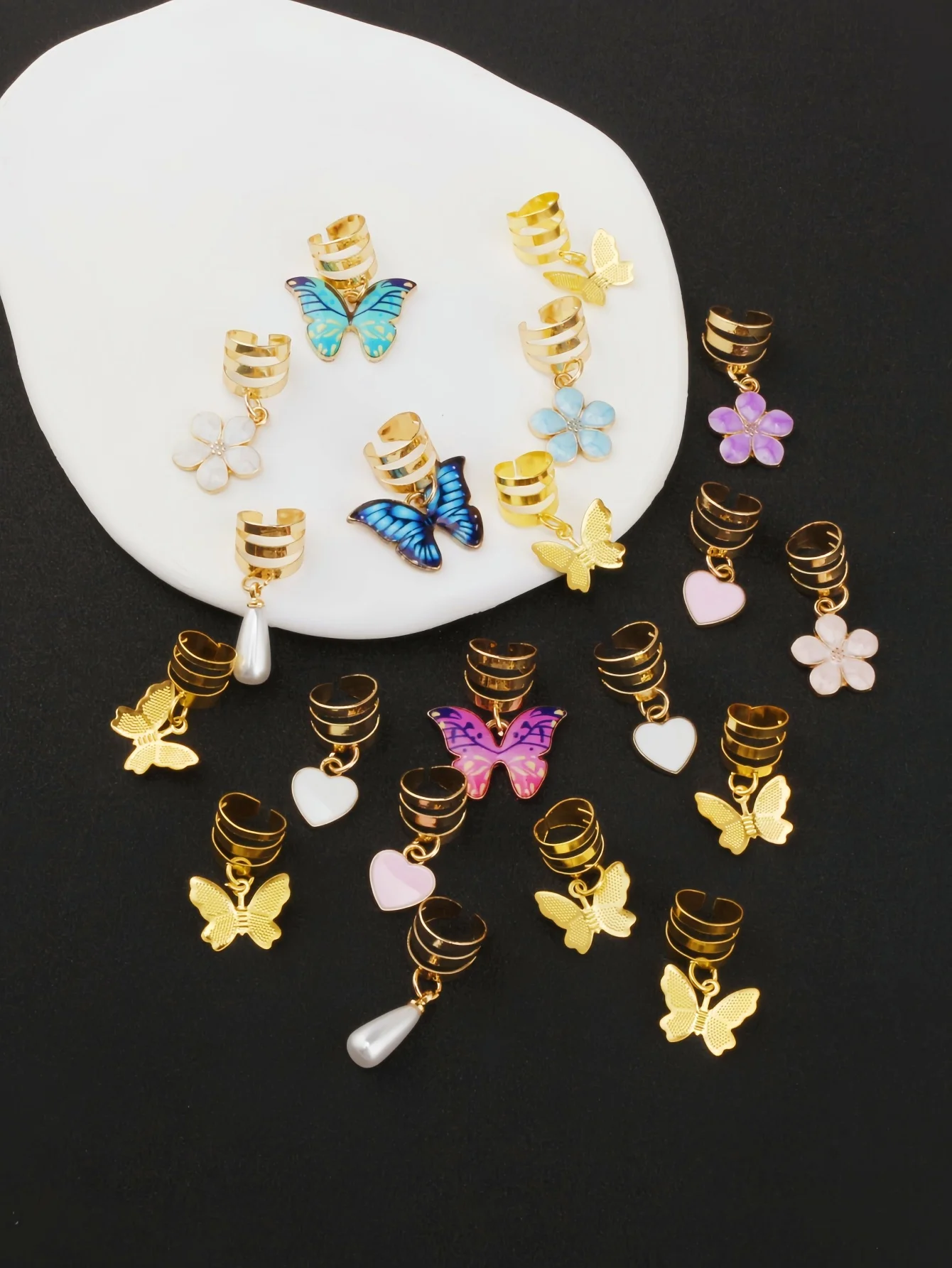 The best-selling dreadlock hair band pendant, butterfly heart hair ring, is fashionable and cute image 4