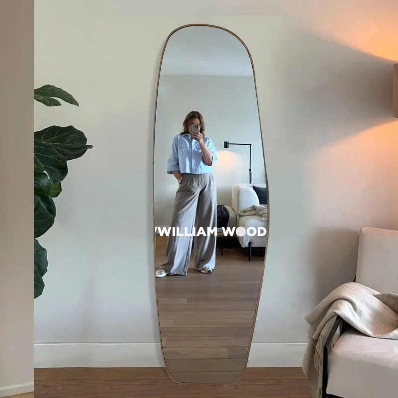 Floor Asymmetrical Mirror Vanity Irregular Wavy Korean Style Aesthetic Girls Mirror Funky Dressing Table Espelhos Home Products