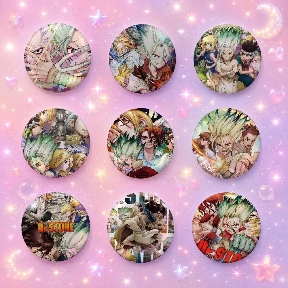 Anime Dr.Sto-s-ne Creative Round Button Pins Badge Set Cartoon Anime Movie Music Pattern Brooches For Bags Jackets