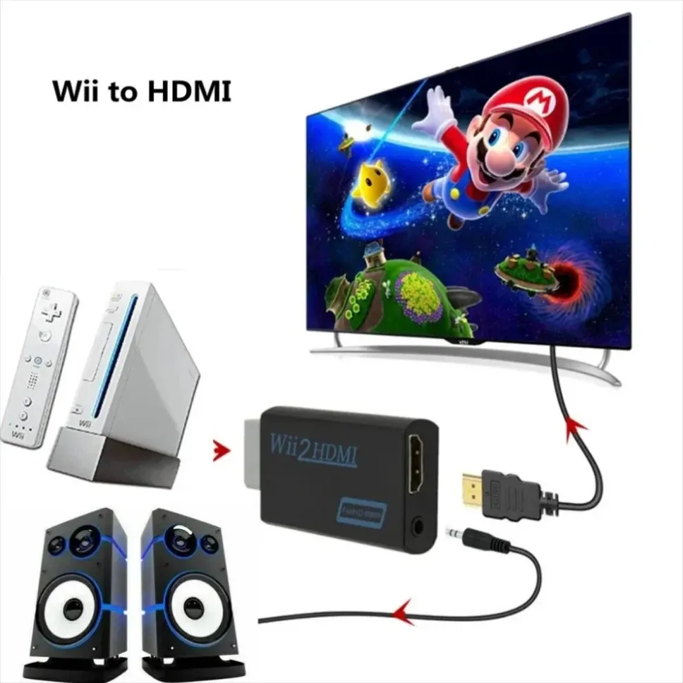 WII to HDMI Converter Cable HD 1080P WII to HDMI Adapter Converter for PC HDTV Monitor Display Wii To HDMI-compatible Adapter