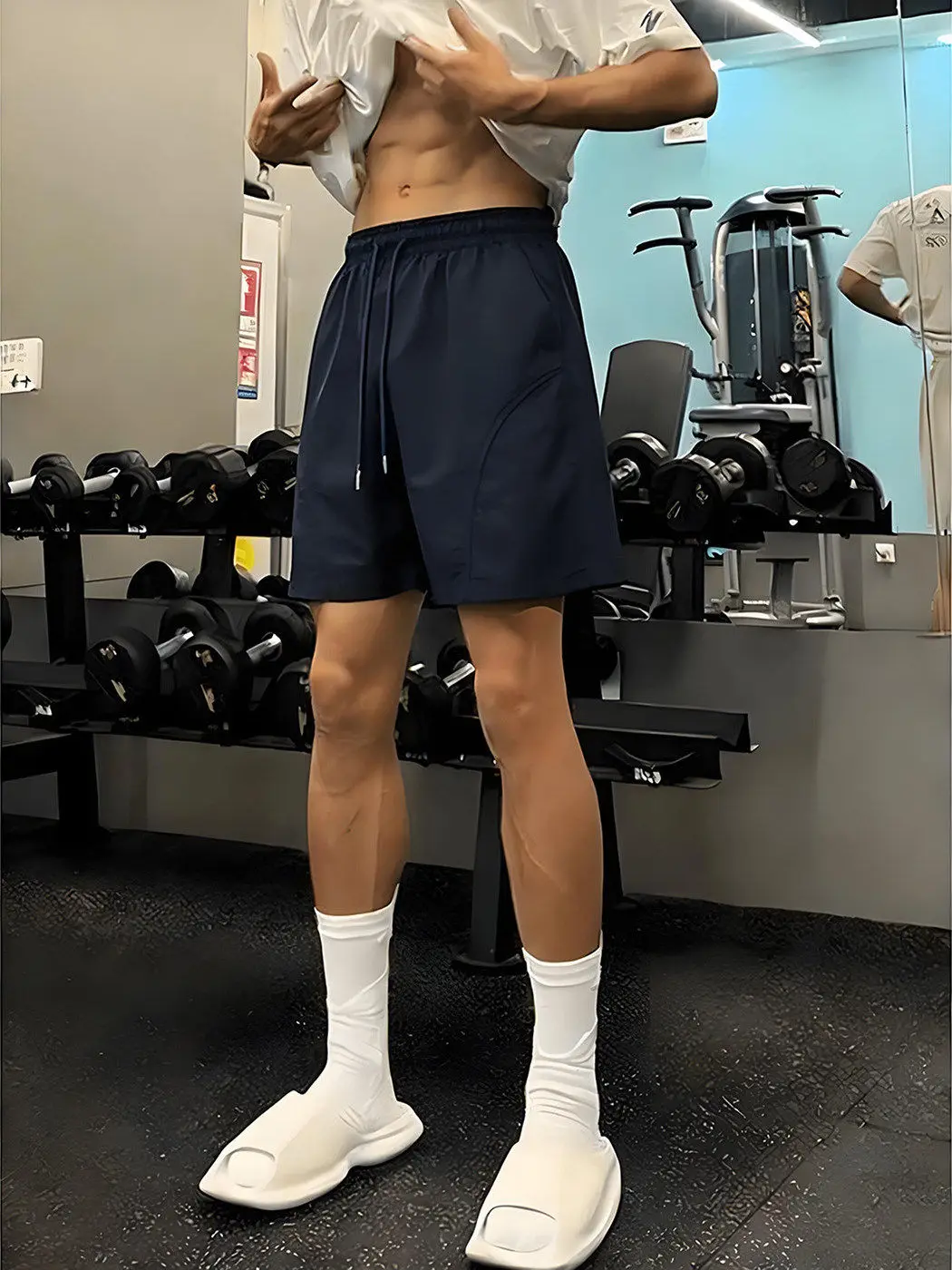 

Qui Dry Blue orts Men's Summer Baskeall Training Fitn Running Five-Quarter Length Loose Fit Elastic Waisand