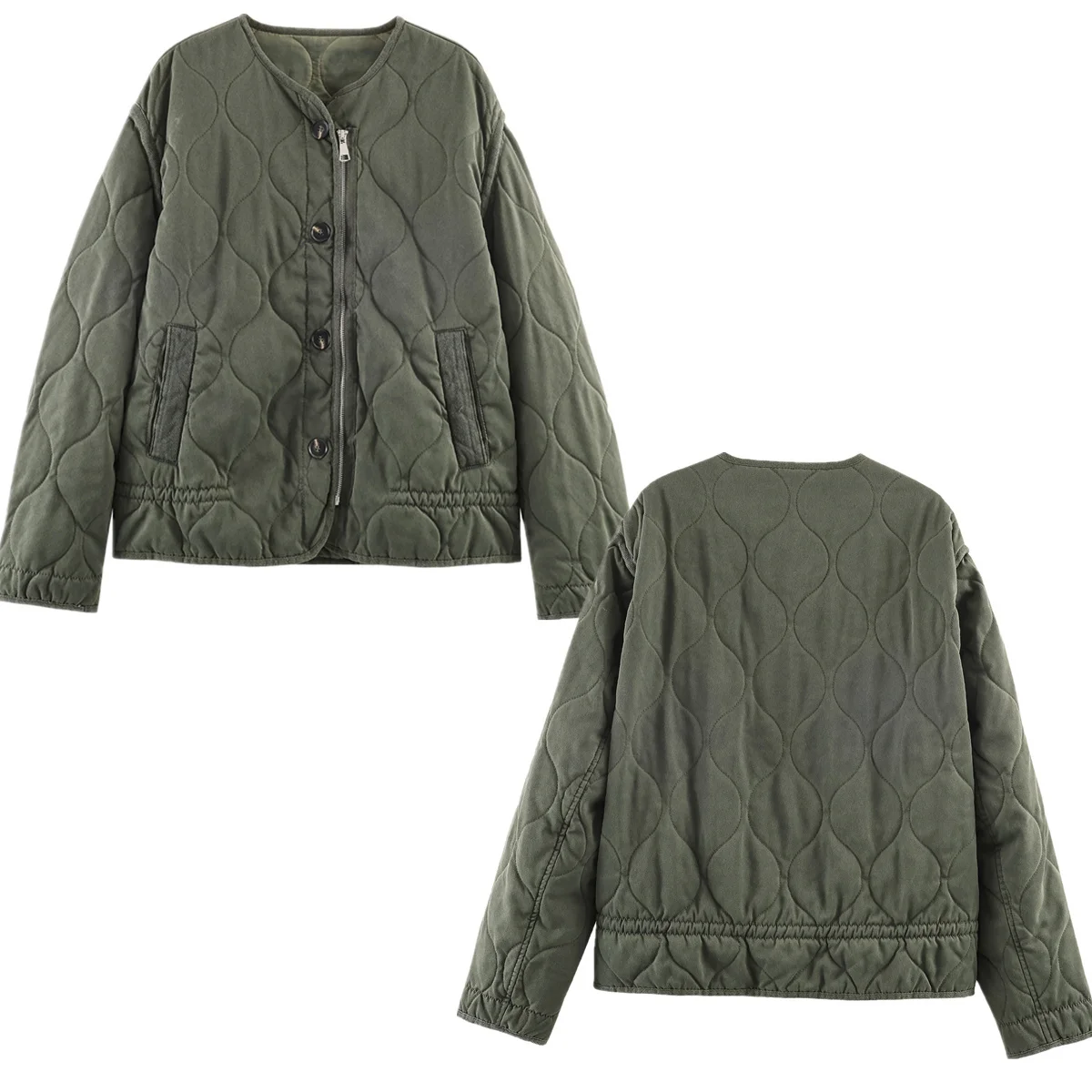 

Jenny&Dave 2026 Spring Autumn Women's Jacket Woman Clothes Tops Minimalist Washed Cotton Distressed Round-Neck Jacket Coat