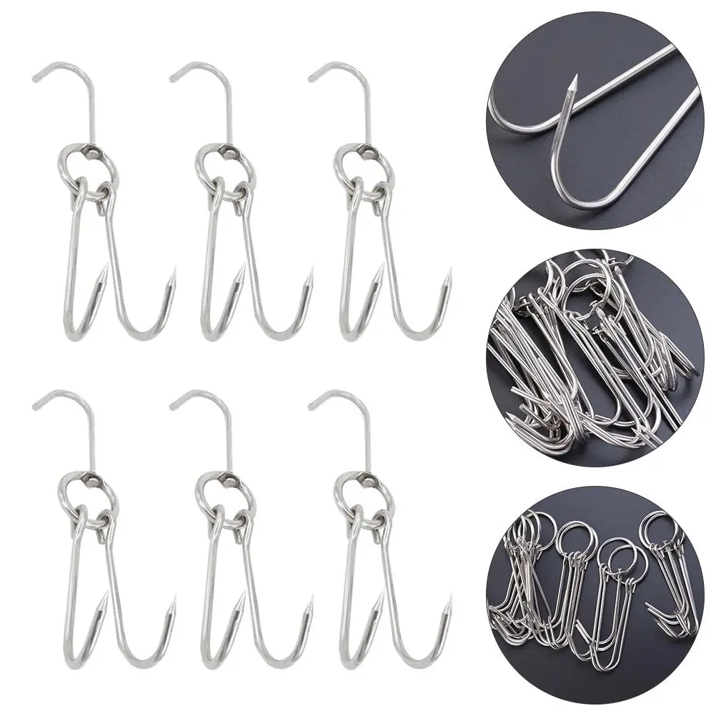 10pcs Stainless Steel S Hooks with Sharp Tip Utensil Meat Clothes Hanger Hanging Hooks for Butcher Shop Kitchen Baking Tools