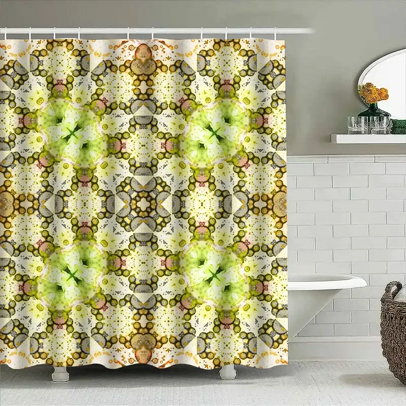 

Занавеска для ванны в современном стиле с цветочным узором и акварельным принтом для домашнего декора зелено-желтого цвета, полиэстеровая занавеска для душа в