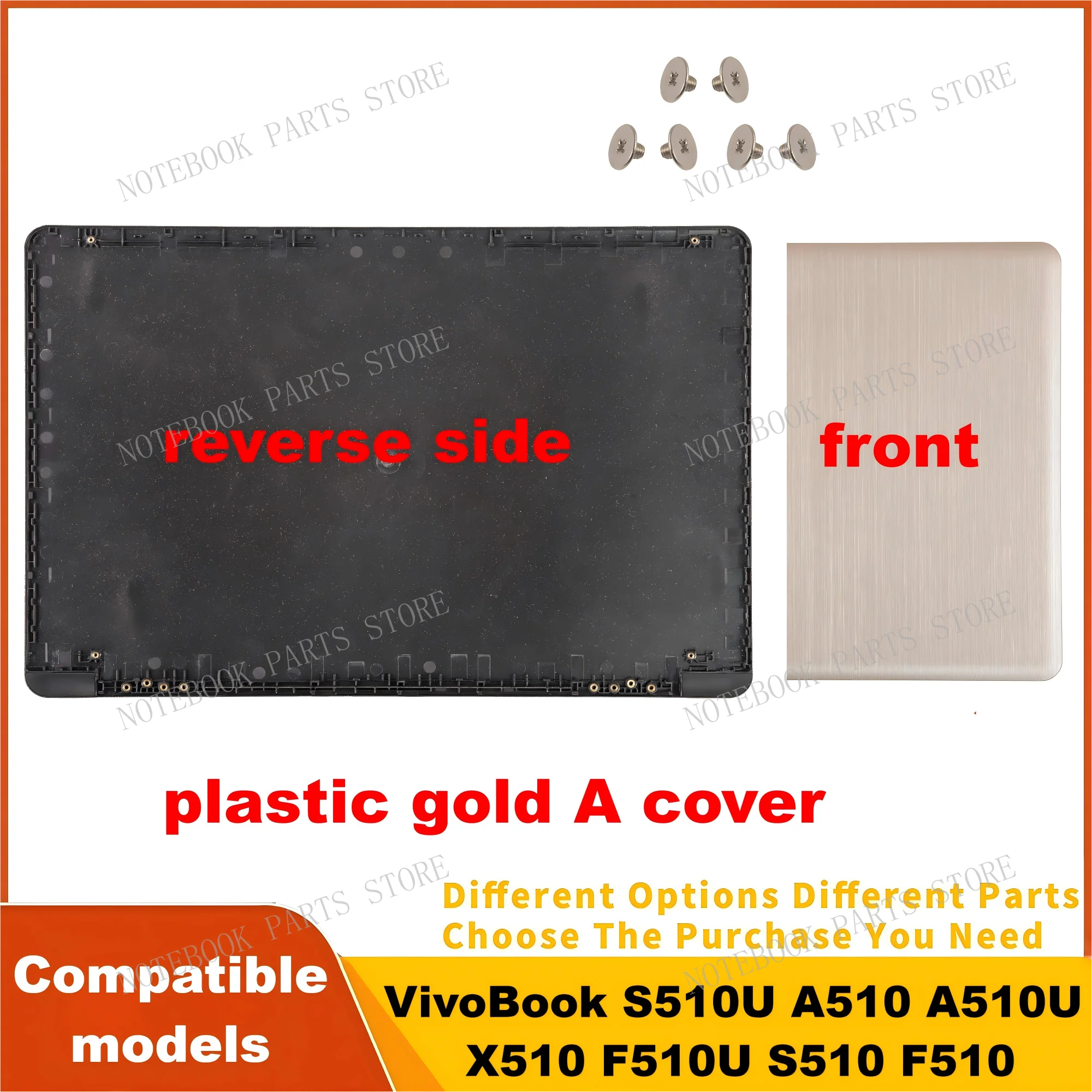Plastic Laptop Parts For VivoBook S510U A510 A510U X510 F510U S510 F510 LCD Back Cover Hinges Front Bezel HingeCover Gray/Gold