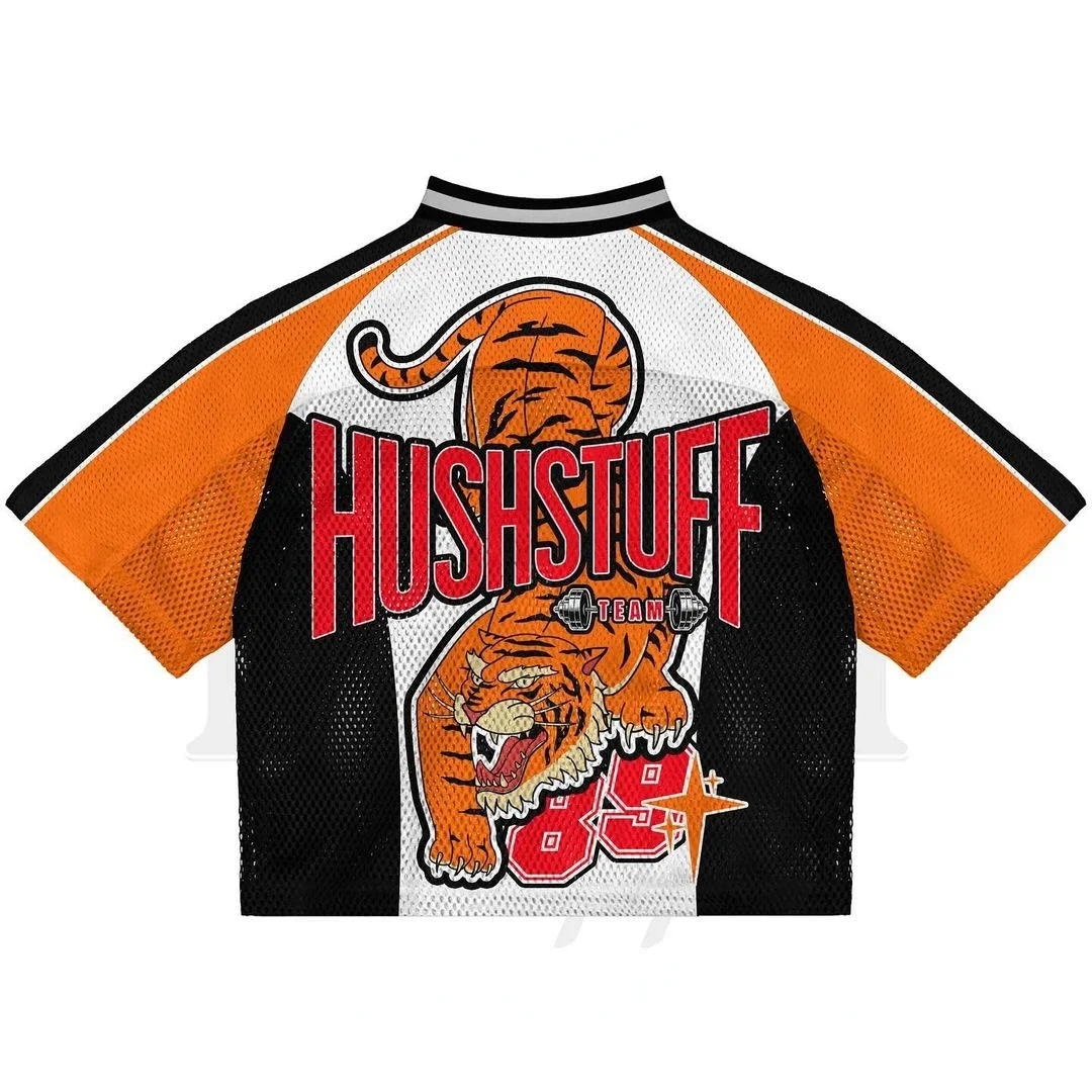 Harajuku style tiger shirt American retro washed trendy basketball uniform casual short-sleeved versatile hip-hop jersey T-shirt