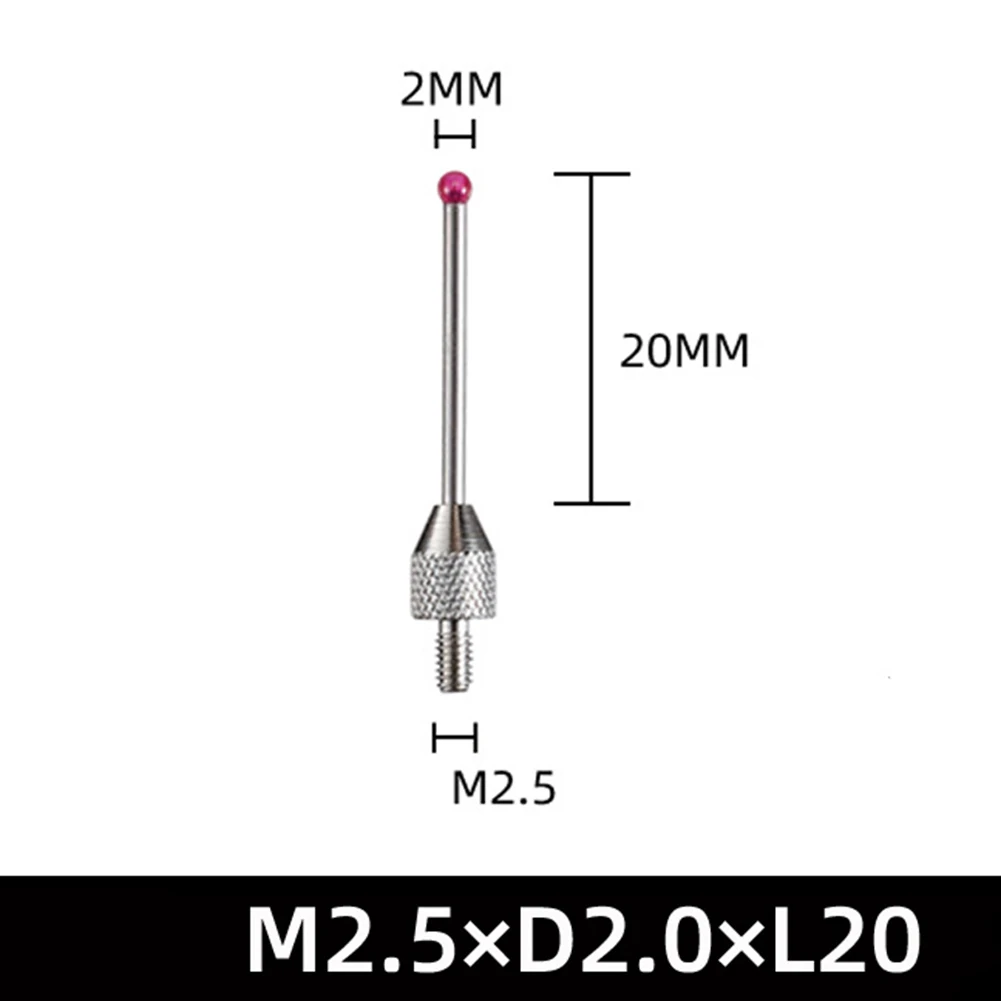 1 buah M2.5 CNC Probe mengukur kepala 2mm bola Stylus indikator poros porselen Dial Gauge diperpanjang mengukur kepala 10/20/40/50mm