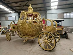 Dostosowane w kolorze Royal Gold Carriage średniowieczny powóz konny królewski koń cukierki miski ślub koń ciągnione przyczepa przewozu