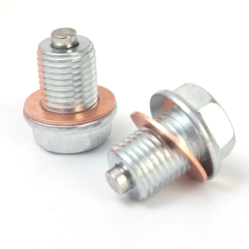 5~1PCS Magnetic Oil Drain Screw Gasket Car M14*1.5 Aluminum/ Copper Oil Drain Plug Sump Drain Nut Bolt with Copper Gasket Washer