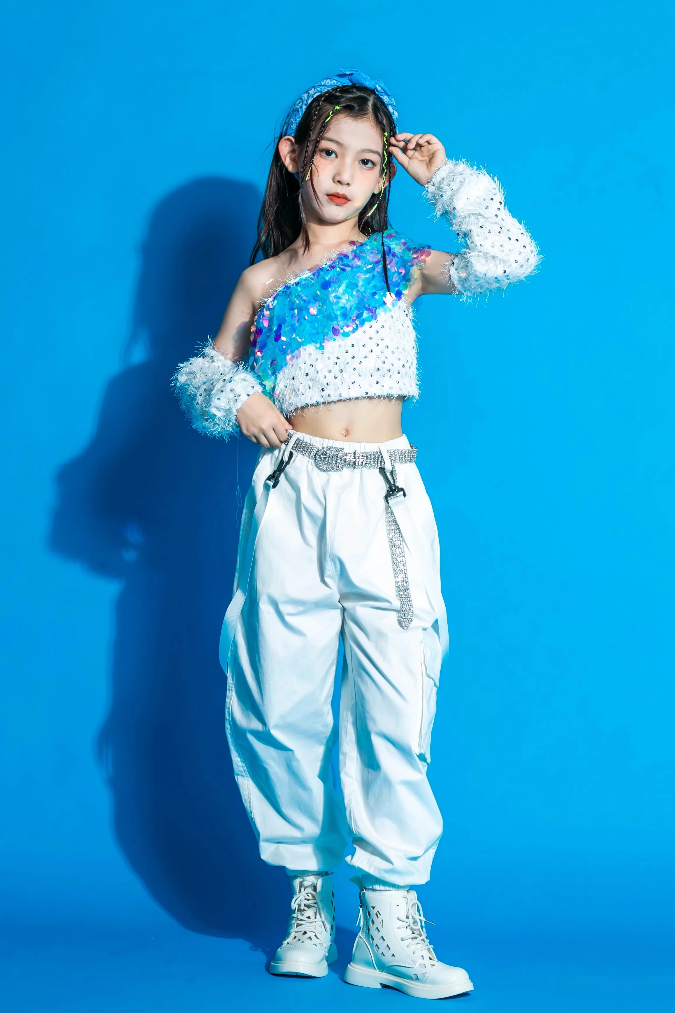 Strój do tańca jazzowego zespołu dziewczęcego Blackpink, odzież dziewczęca, odzież letnia, zestaw jazzowy, kostium sceniczny