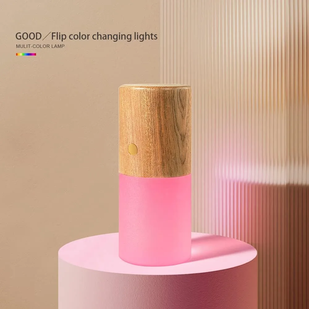 

LED USB Night Light Wood Table Lamp Gravity Induction Night Light Colorful Night Light 7 Color Changing RGB Bedside Lighting