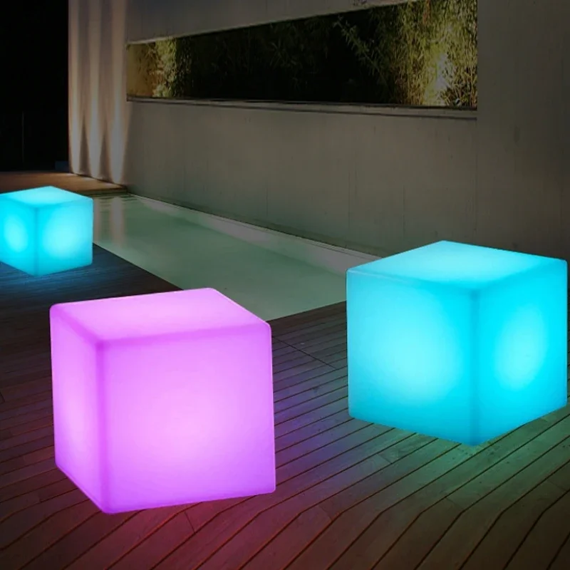 Luminous square stool, coffee table, courtyard lamp, square cube promotion, nightclub, bar, coffee