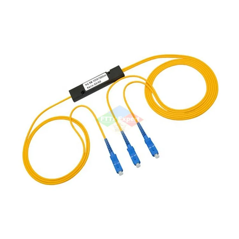 1X2 PLC Splitter SC UPC Singlemode Fiber Optical Splitter SC/UPC PCL Taper Type Splitter Computer Cable Cord Sleeve