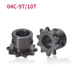 1pcs 04C Chain Gear 45# Steel 9T/10T Teeth Industrial Sprocket Wheel With Top Wire Bore 5/6/8/10mm