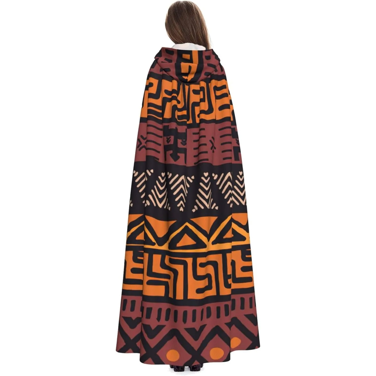 

Африканская грязевая ткань с этническим принтом, унисекс, полная длина, халат с капюшоном, длинная накидка, карнавальный костюм, плащ на Хэллоуин и Рождество