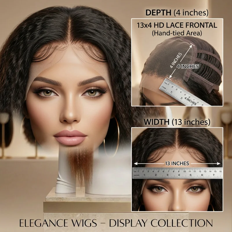 26 Inch 13x4 Lace Front Ombre Black to Brown Kinky Straight Synthetic Wig, Pre Plucked Hairline, Natural Fluffy Heat Resistant view 4