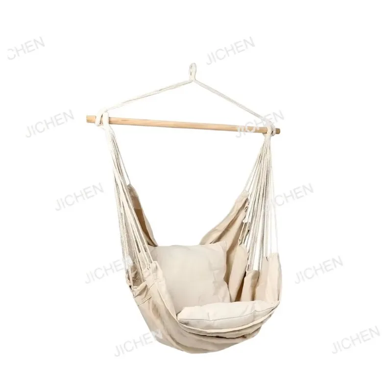 

Customizable Size Outdoor and Indoor Lightweight Wooden Rod Hanging Cotton Rope Rocking Hammock Chair