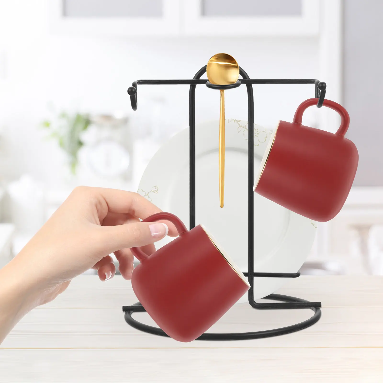 Iron Plate Display Stand Multipurpose Metal Cup Holder for Decorative Plates Picture Frames Wedding Albums Books Artworks