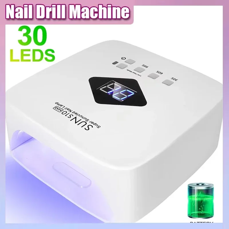 مصباح أظافر احترافي لاسلكي للأشعة فوق البنفسجية LED قابل لإعادة الشحن مع قاعدة قابلة للإزالة و4 إعدادات للمؤقت أداة أظافر