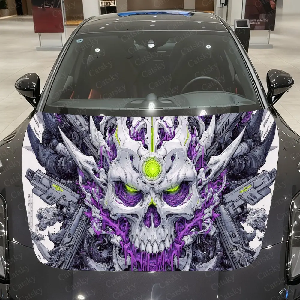 Виниловая пленка для автомобиля Mech Energy Frenzy Horned Skull, водонепроницаемая наклейка на капот автомобиля из ПВХ, самоклеящиеся устойчивые к царапинам наклейки