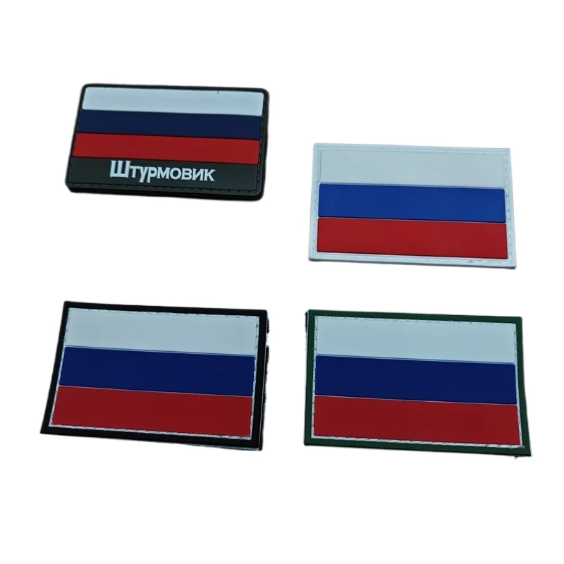 3D PVC Russia Flag Tactical Patches Venezuela Tricolor Morale Badge Dark Brazilian Banner Hook&loop Sticker Mexico Rubber Flag