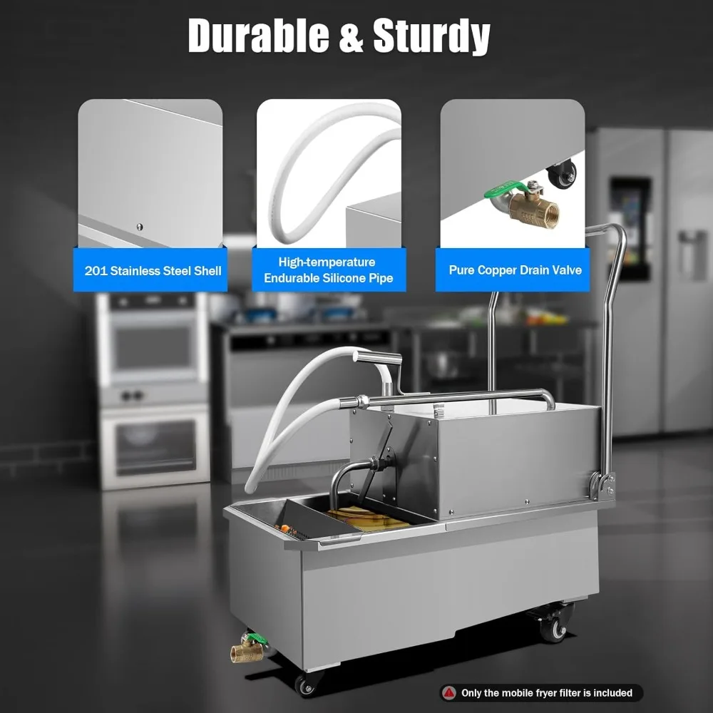 آلة تصفية المقلاة المتنقلة 55 لتر، 550 وات 110 فولت 14.53 جالونًا فاصل شاحنة عربة حشو الزيت التجارية #2