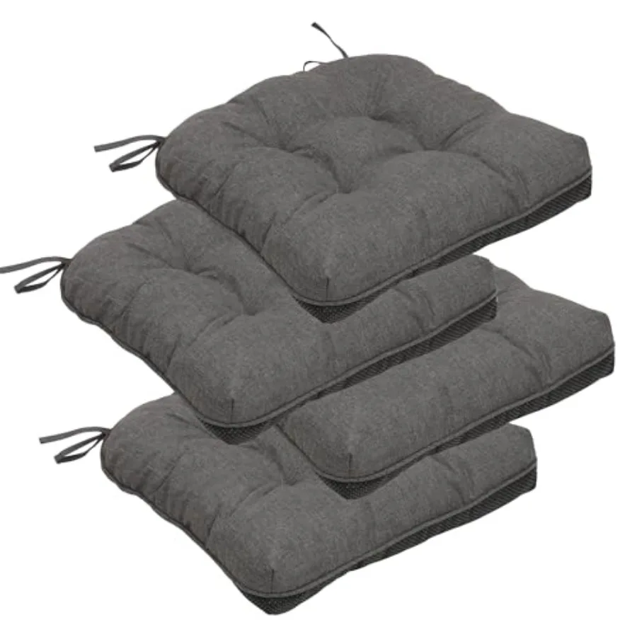 

Indoor Chair Cushions 4 Pack Tufted Memory Foam Dining Room Chair Pads with Ties and Non-Slip Backing Kitchen Seat Cushions 15.
