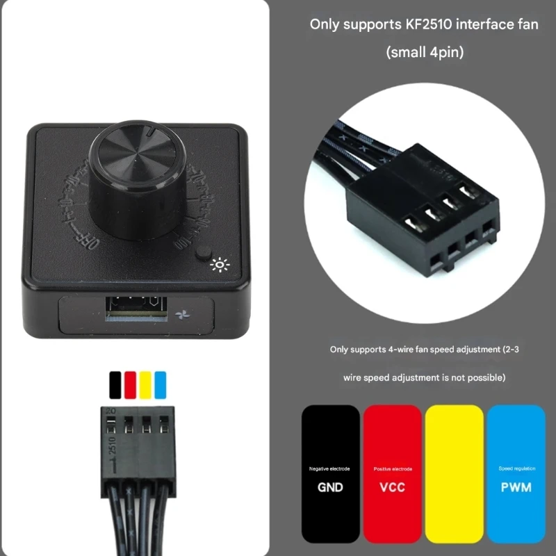 4 Wire Computer Fan Speed Regulator With Illuminating Display Easy Installation H8WD