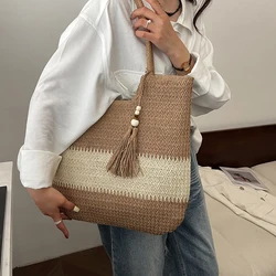 1 borsa a tracolla da donna in paglia Moda casual estate nuovo stile hawaiano vacanza al mare protezione ambientale al mare