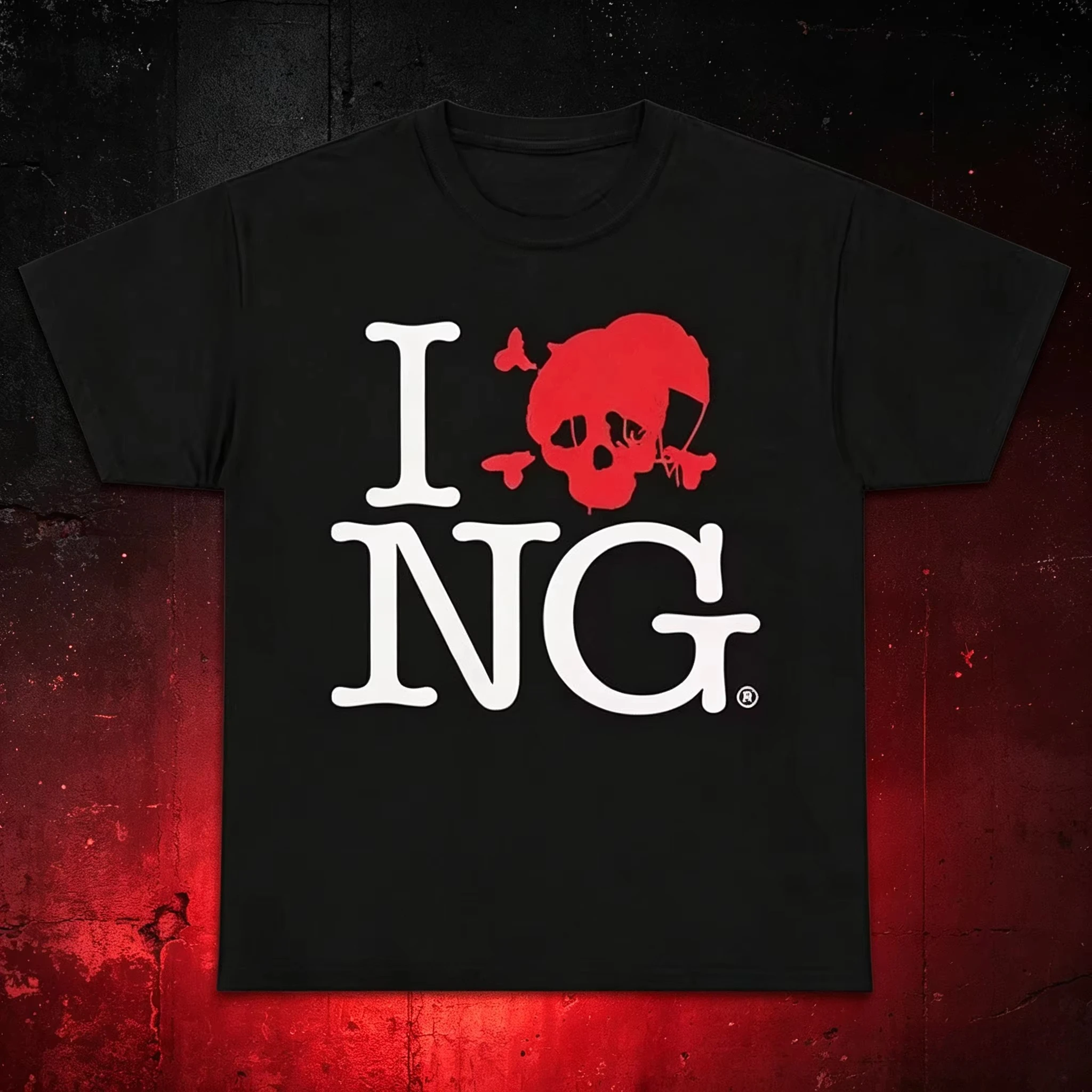 Summer 2026 I Love NG I Luv Novagang - American-style Printed Crew-neck Printed T-shirt Men's and Women's Y2K Hip-hop Streetwear