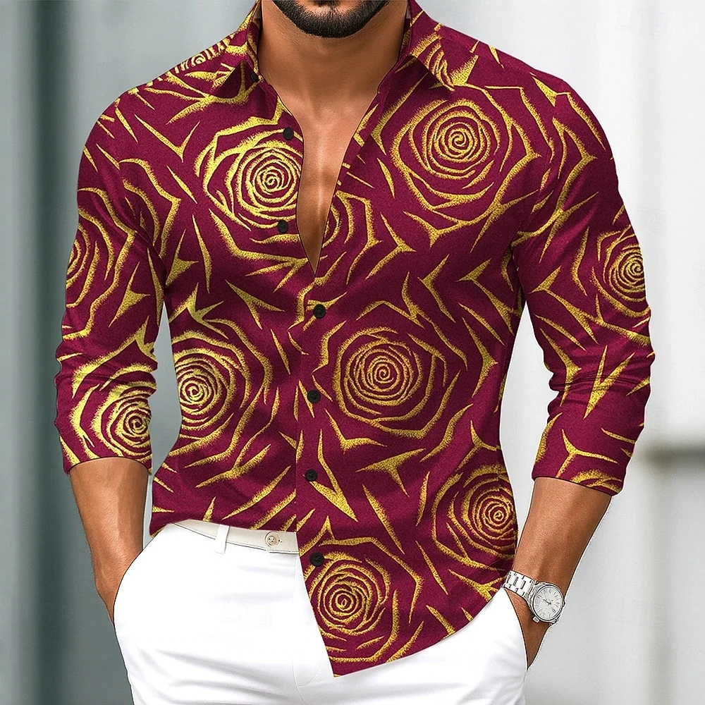 Chemise à imprimé géométrique pour hommes, haut à simple boutonnage, à la mode, de luxe, pour fête sociale, grande taille, 2025