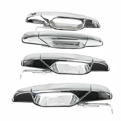 4Pcs/Set Chrome Door Handles for Chevy Tahoe GMC Yukon Sierra Denali 07-13 Rear Right Driver Side Passenger Side Exterior Handle