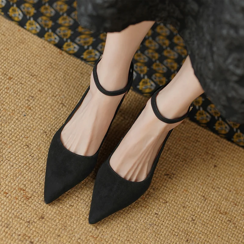 FEDONAS Ankle Strap Women Sandals Thin High Heels Pointed Toe Pumps Genuine Leather Elegant Spring Summer Shoes Woman Party Prom