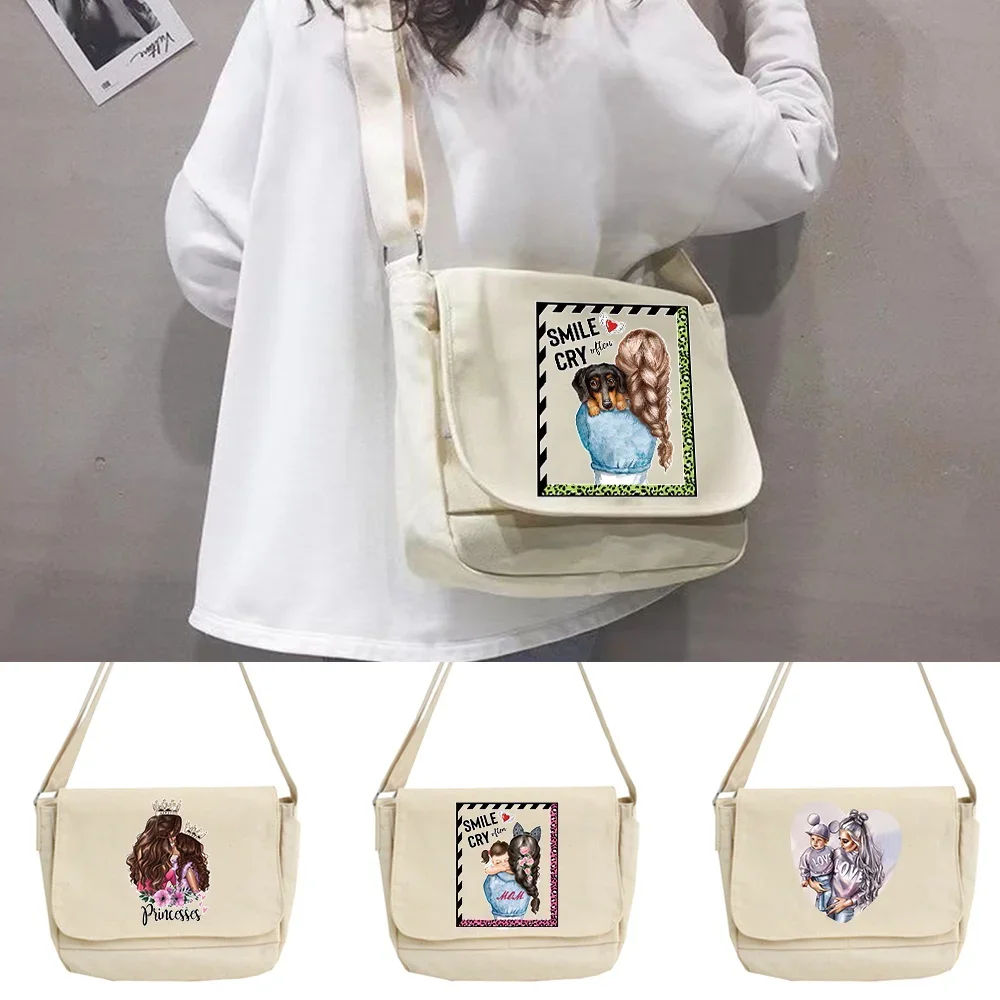 

Bags for Women Casual Canvas Crossbody Bag Mom Pattern Series Handbag Satchels Teenager Large Capacity Messenger Bag