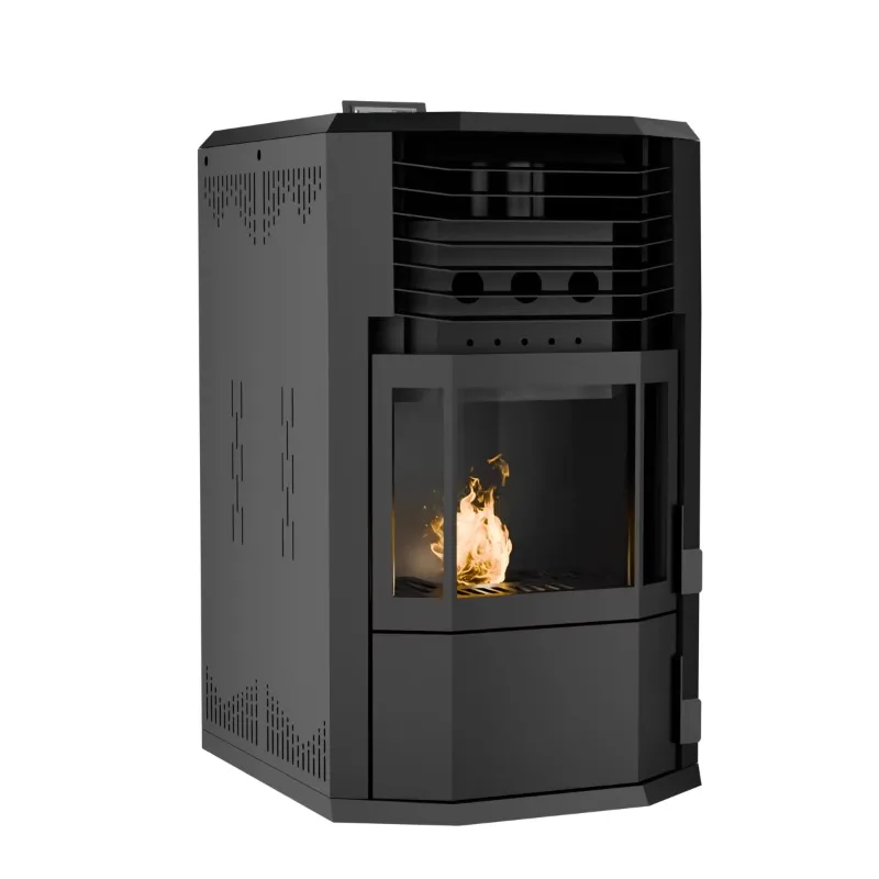 PU-160 Modern Industrial Design Cast Iron Wood Pellet Furnace - Eco-friendly and Durable 2-Year Warranty, Freestanding