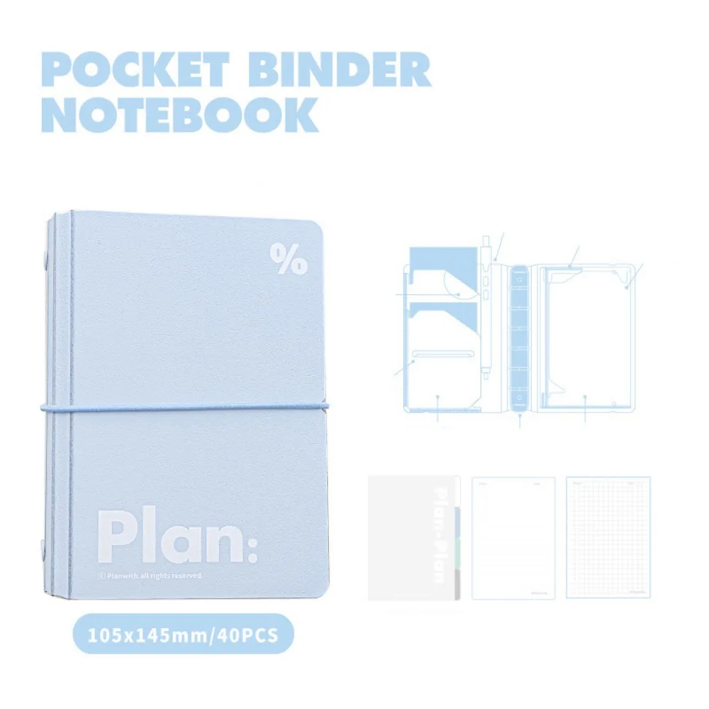 

Durable 44 Sheets Mini Pocket Notebook Mini 6 Ring Loose Leaf Portable Handbook Waterproof Cover Cute Diary Book Student