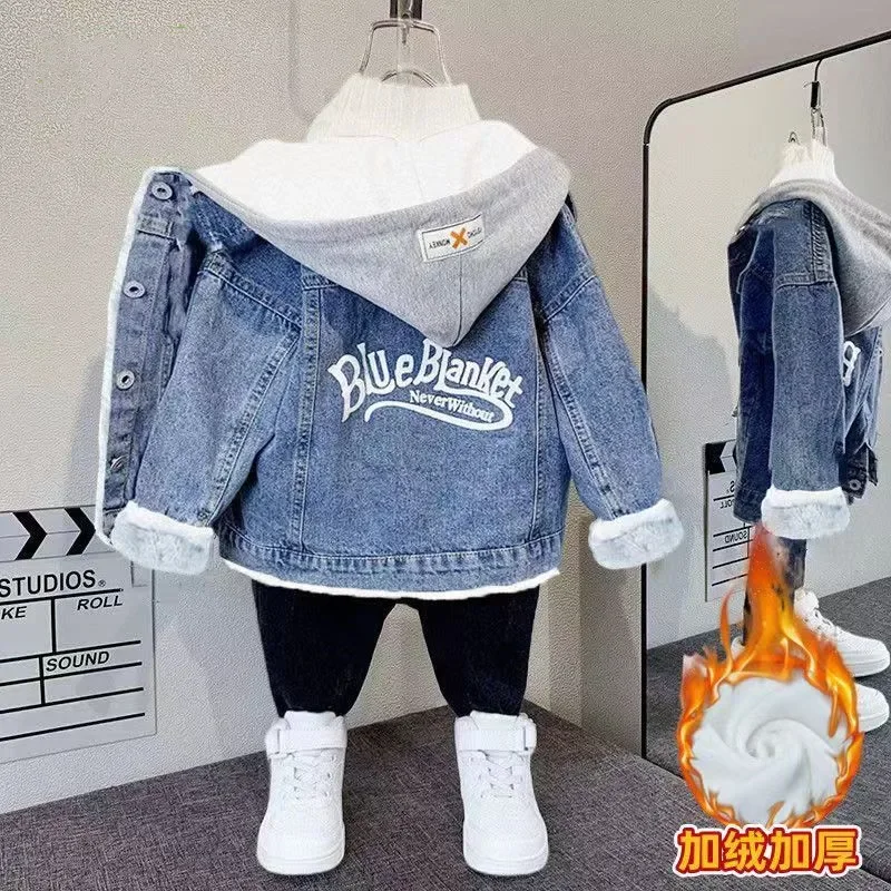 Kids Boys Denim Jacket Spring And Autumn Children\'s Top 2023 New Children\'s Clothing Big Boys And Small Boys Clothing