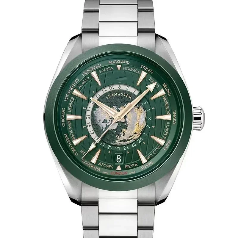 Orologio da uomo delle migliori marche con diamanti d'acqua, movimento al quarzo con bagliore notturno di lusso, orologio da lavoro alla moda in acciaio inossidabile blu oro da 41 mm