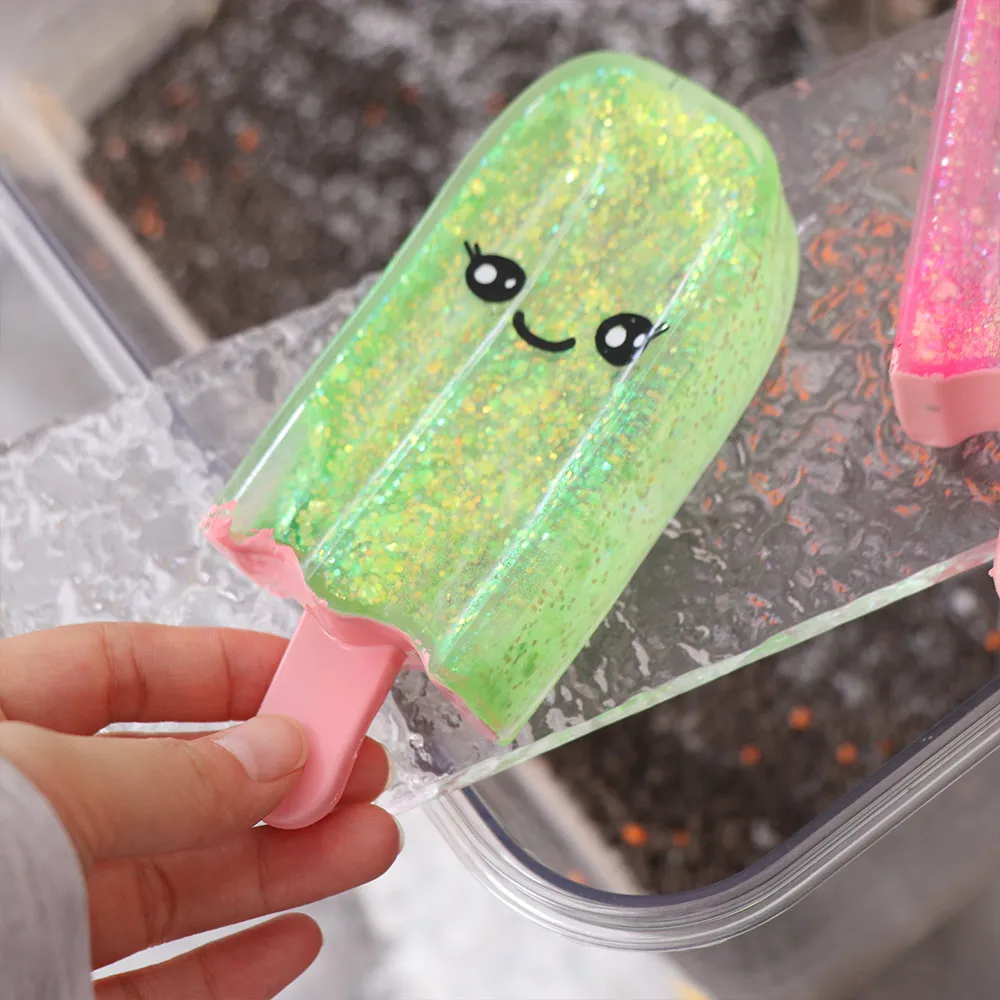 Creative Ice Cream Squeezed Super Soft Cute Glitter Popsicle Squishy Anxiety Relief Comfortable Ice Cream Pinch for Adults