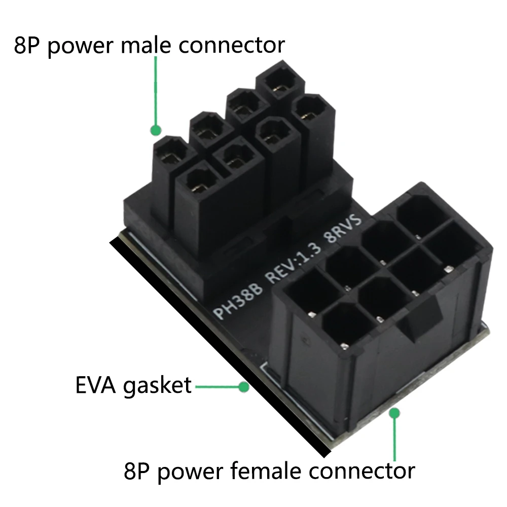 Adaptador de fuente de alimentación para mujer, 2 piezas, 8 pines, 180 grados