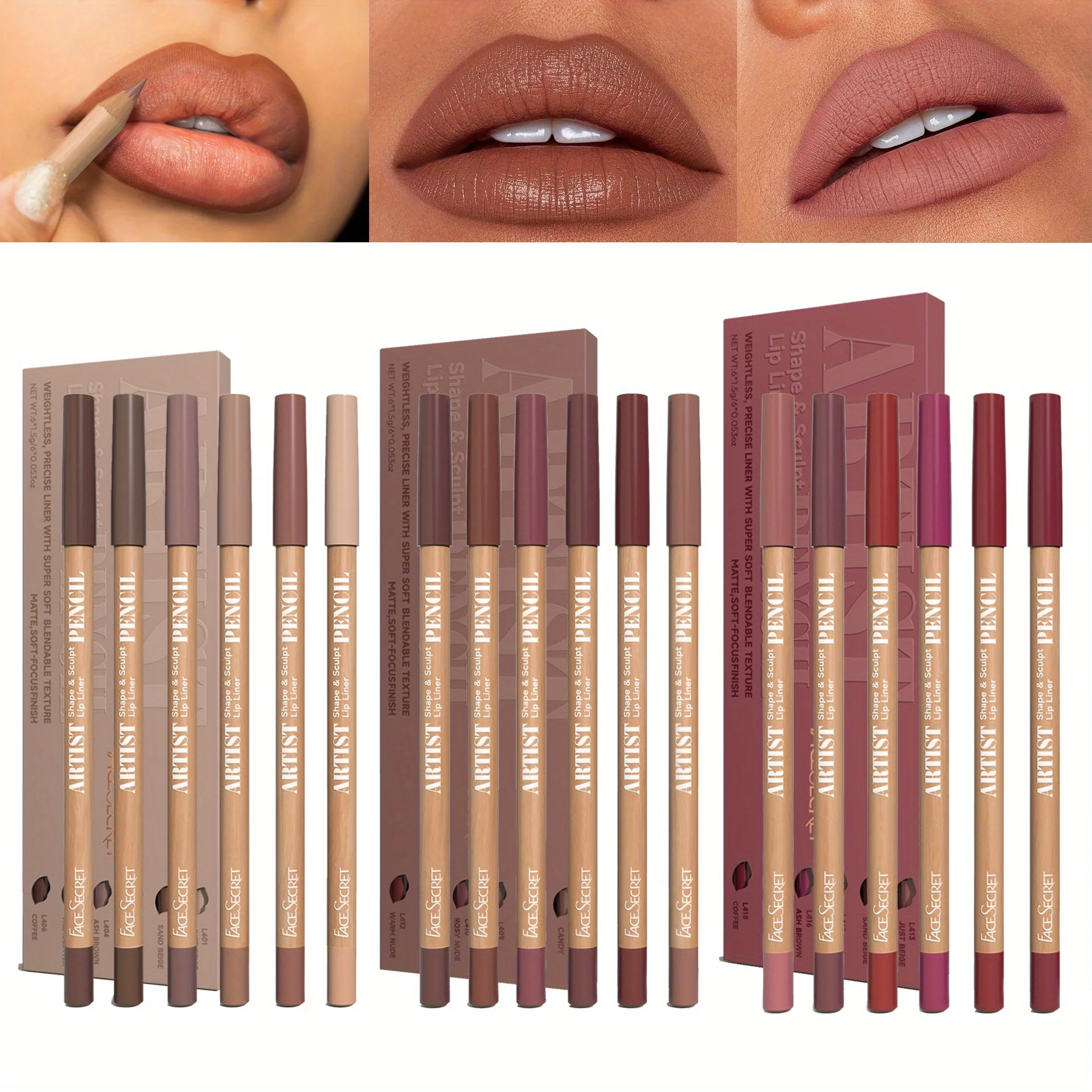 18개입/세트 매트 누드 립 라이너 세트 18색 매트 롱래스팅 방수 립스틱 펜슬 고발색 메이크업 세트