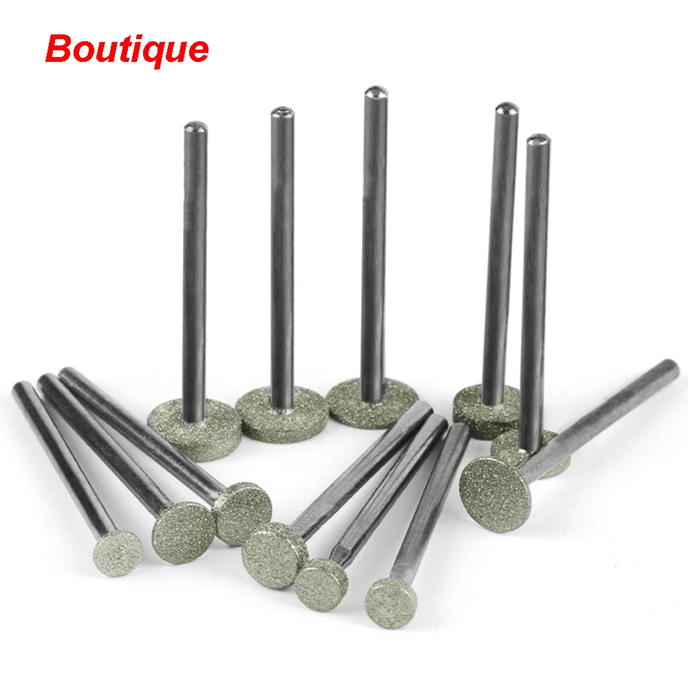 5Pcs Flat Mouth Disc T Type Grinding Head Mounted Point Bit Burr Needle Polishing Abrasive Tool Stone Jade Peeling Carving 1-3mm