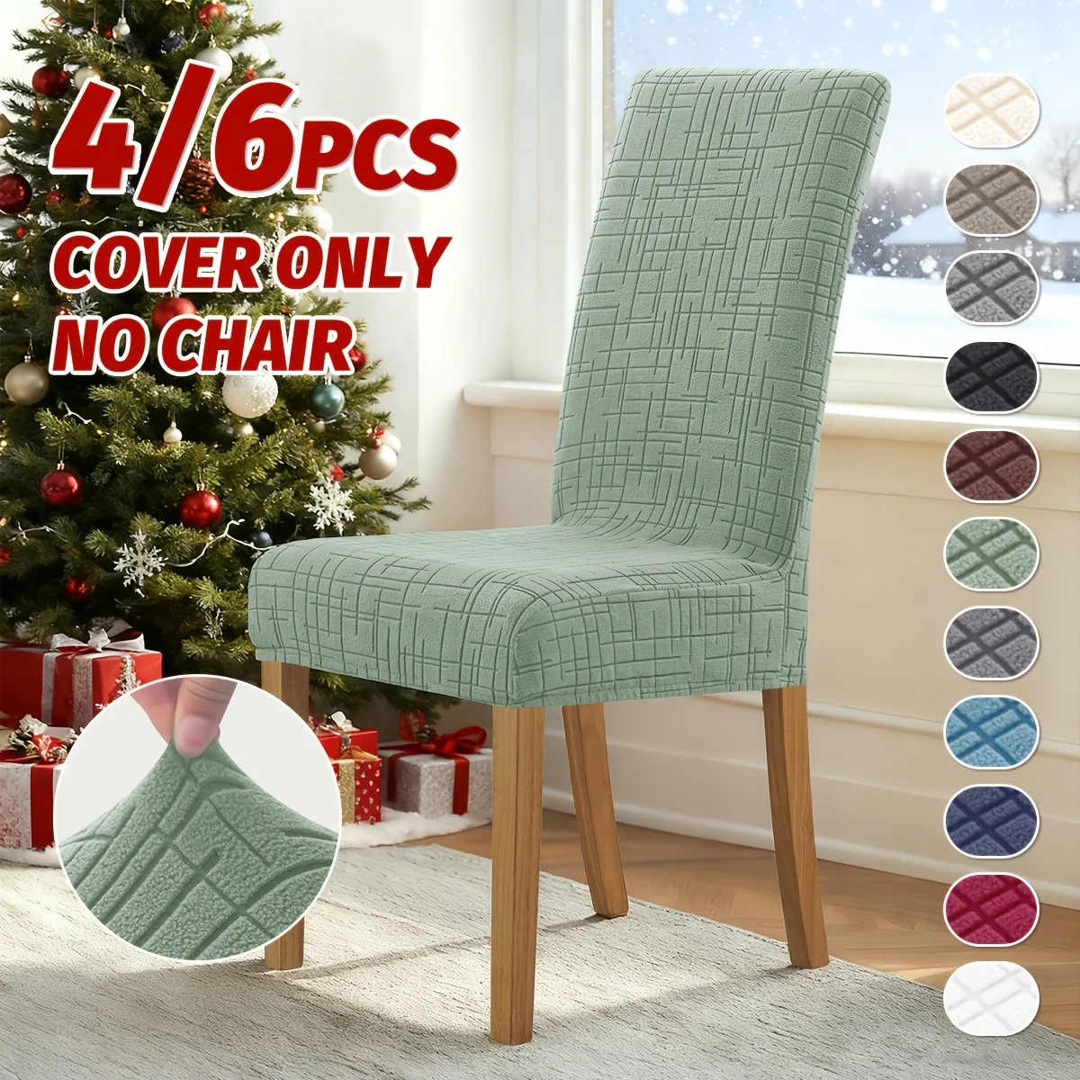 4/6pcs Stretch Chair Covers Compatible for Home & Hotel Use - Elastic Snug Fit Modern Jacquard Durable Soft Cover