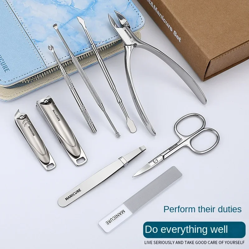 Maniküre-Set, Pediküre-Sets, Nagelknipser, Edelstahl, professionelle Nagelschneider-Werkzeuge mit Reiseetui-Set