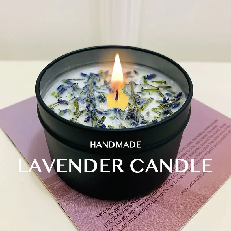 2025 Handmade smokeless lavender scented candles help sleep indoor purification handmade candles high value ins wind