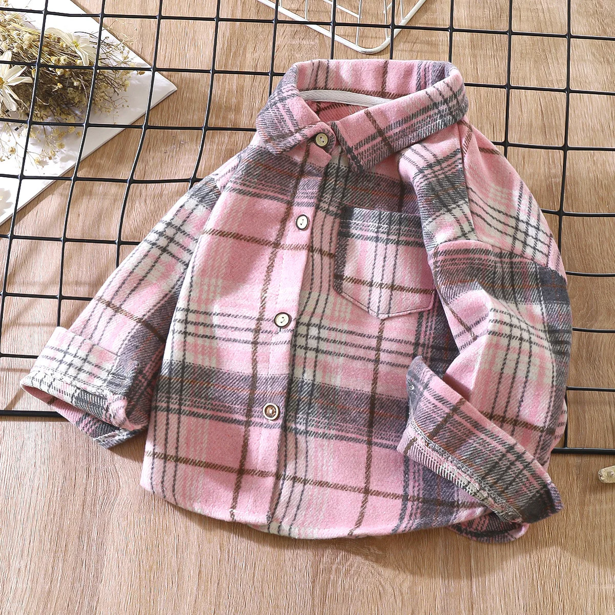 Boys' Sweatshirts Long Sleeve Autumn Plaid Shirt Children's Retro Color Matching Cardigan New Style Lapel Top Jacket for Girls